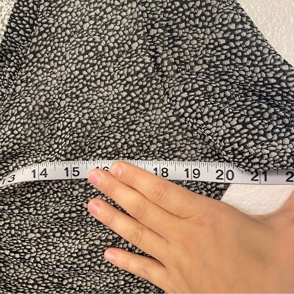 CAbi Sheer mesh black animal print Gathered Placket Blouse button front Size L - Picture 8 of 10